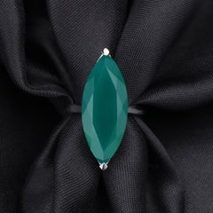 European and American Fashion Inlaid Horse Eye Natural Green Agate S925 Sterling Silver Ring for Women