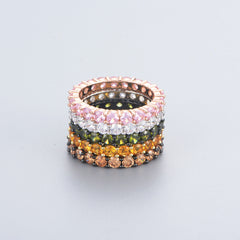 Colurful Zircon Sterling Silver Eternity Ring for Women