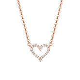 Hollow Zircon Heart Pendant Silver Necklace for Women