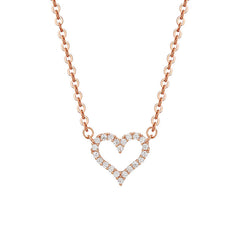 Hollow Zircon Heart Pendant Silver Necklace for Women