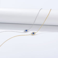 Blue Zircon Devil's Eye Silver Bracelet for Women