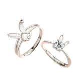 Bunny with Zircon Silver Couple Ring for Women