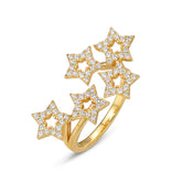 Zircon Hollow Stars Opening Sterling Silver Ring