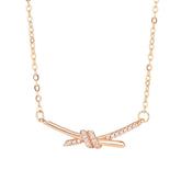 Zircon Cross Knot Pendant Silver Necklace for Women