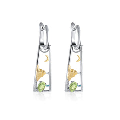 Colourful Gemstone Sterling Silver Drop Earrings for Women