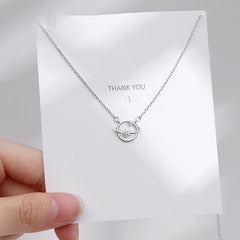 Star Planet with Zircon Pendant Silver Necklace for Women