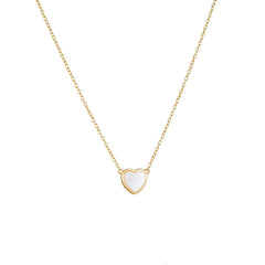 Heart Shape Mother of Pearl Pendant Silver Necklace