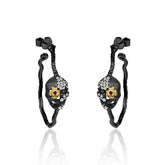 Dark Retro Design Inlaid Crystal Halloween Skull Silver Studs Earrings for Women