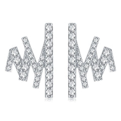 Zircon Geometrically Irregular Waves Sterling Silver Stud Earrings