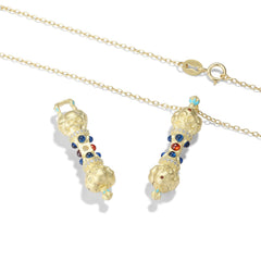Halloween Golden Skull Face Vajra Pestle Silver Necklace
