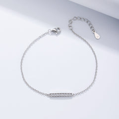 Straight Single row Zircon Silver Bracelet for Women