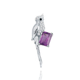 Original Design Brooch Pendant Dual-use with Colourful Gemstone Little Bird Pendant Silver Necklace for Women