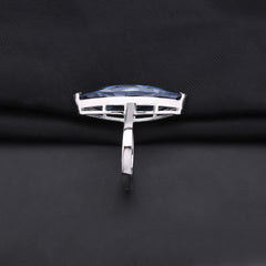 Solitaire Horse Eye Violet Blue Crystal Silver Ring