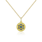 (Pendant Only) Lotus Pattern Series White Zircon Enamel Circle Silver Pendant for Women