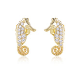 Zircon Seahorse Silver Studs Earrings for Women