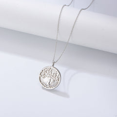 Mother of Pearl Tree of Life Pendant Silver Necklace for Women