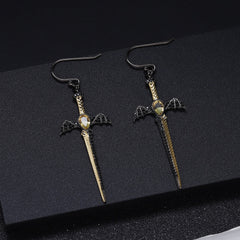 Dagger Gothic 925 silver Natural Color Treasure Eardrop for women