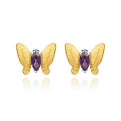 Butterfly Gold Plated Silver Studs Earrings for Women