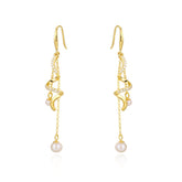 Irregular Spiral Tassel with Pearl Silver Drop Earrings for Women