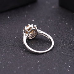 Fashion Luxury Style Inlaid Natural Colourful Gemstone Flower Soleste Halo Round Cut Sterling Silver Ring for Women