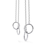 Double Circle Buckle with Zircon Silver Couple Necklace for Women