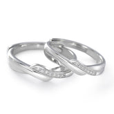 Zircon Interweave Wave Silver Couple Ring