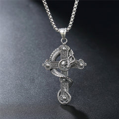 Halloween Dragon Skull Cross Titanium steel Pendant for Men