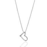 Stylish Hollow Heart with Zircon Silver Necklace for Women