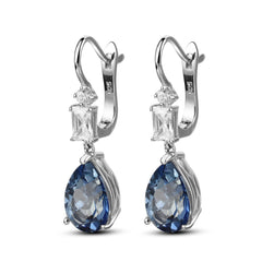 Colourful Crystal Pear Shape Silver Drop Earrings for Women
