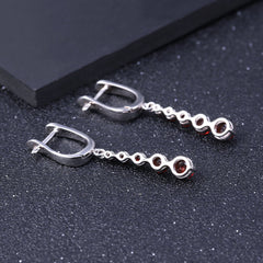 European Natural Garnet Long Beading Sterling Silver Drop Earrings for Women