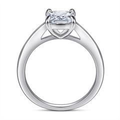 Cushion Cut Zircon Four Prongs Solitaire Silver Ring