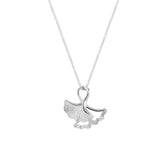 Ginkgo Leaf Pendant Silver Necklace for Women