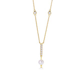 Geometric Tassel Pearl with Zircon Sterling Silver Necklace for Women