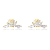Horse-eye Zircon Petal Silver Studs Earrings for Women