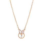 Mother of Pearl Butterfly with Zircon Silver Necklace for Women