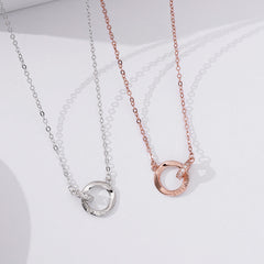 Mobius Ring Buckle Zircon Circle Silver Necklace