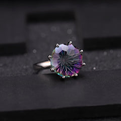 European and American Fashion Sense Inlaid Luxury 14*14mm Colourful Crystal Silver Ring for Women