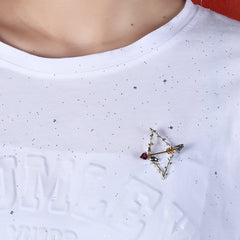 Cupid Bow Design Inlaid Natural Colourful Treasure Brooch Pendant Dual-use Silver Necklace for Women