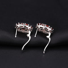 European Natural Gemstones Oval Shape Silver Studs Earrings for Women