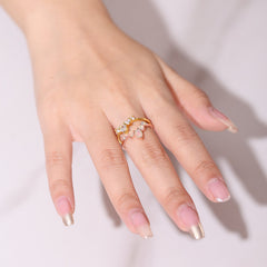 Luxury Golden V Shape S925 Sterling Silver Zircon Ring