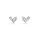 Mini Zircon Heart Silver Studs Earrings for Women