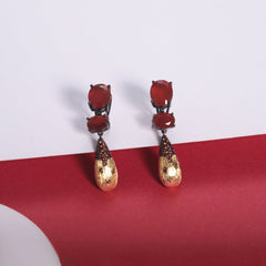 Retro Style Inlaid Natural Colourful Gemstone Water Droplet Silver Drop Earrings for Women