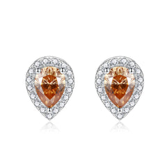 Soleste Halo 1.0 Carat Pear Shape Moissanite Silver Stud Earrings