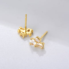 Geometric Zircon Sterling Silver Studs Earrings for Women