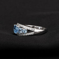 Luxury Fashion Inlaid Natural Topaz Sterling Silver Ring for Women