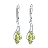 Fashion Natural Olivine Sterling Silver Drop Earrings for Women