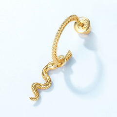 Zircon Eyes Snake Pendant C Shape Sterling Silver Drop Earrings