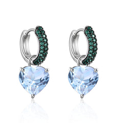 Thorn Bud Gemstone Love Shape Sterling Silver Drop Earrings for Women