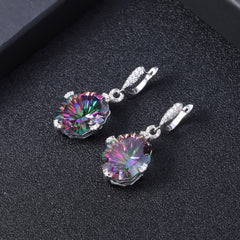 Crystal Special Oval Shaped Silver Drop Earrings for Women