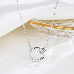 Ring with Ring Pendants 925 Silver Collarbone Necklace for Women